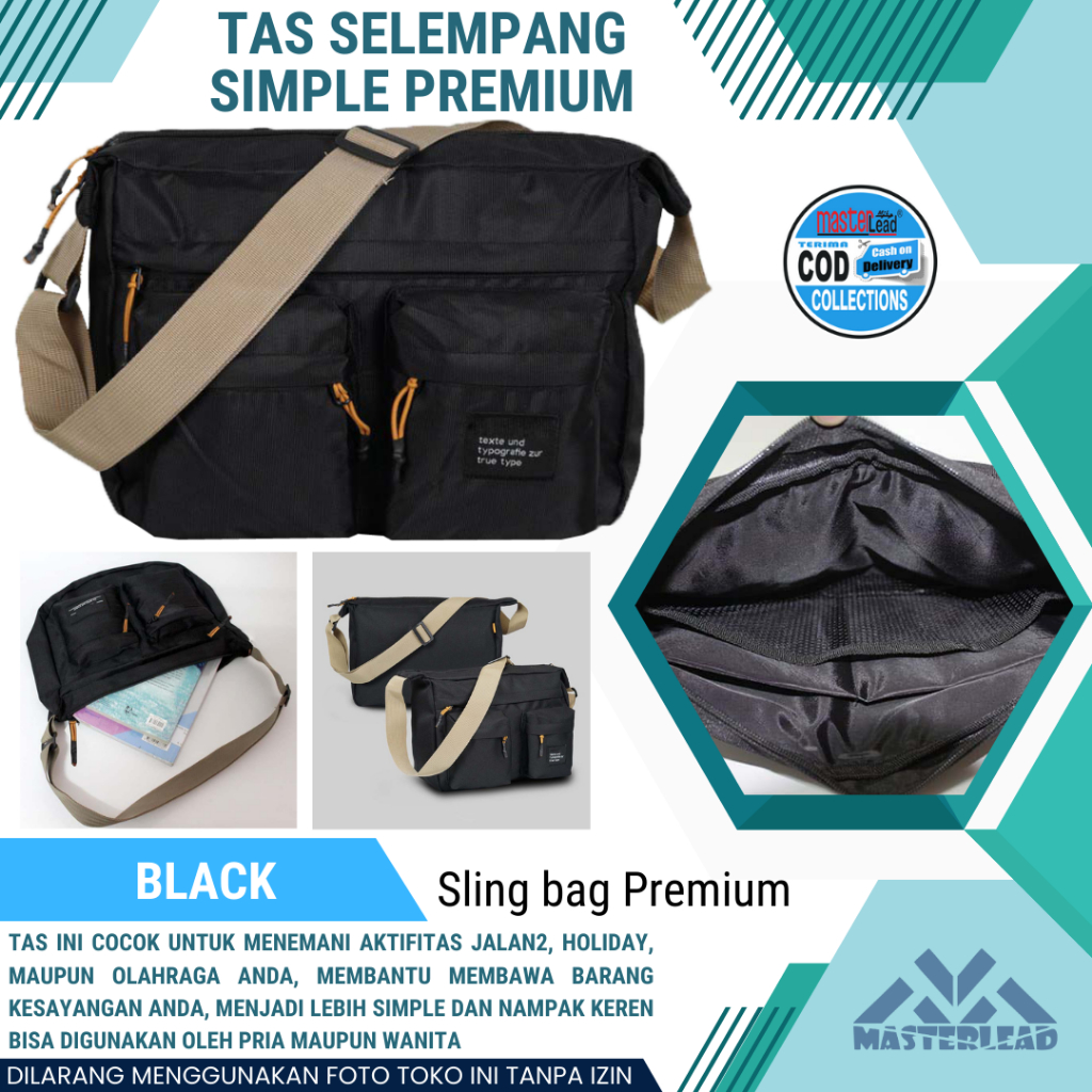 Tas Slempang kanvas Pria Kotak Kain Tas Messenger Tas Pria Slingbag travel bag FLISH Kekinian Tas se