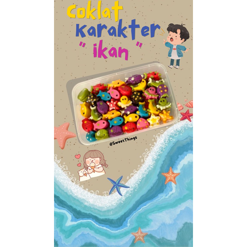 

coklat karakter ikan isi100pcs