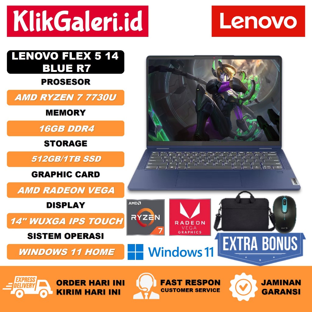 lenovo ideapad flex 5 14 AMD RYZEN 7 16gb 512Gb WUXGA BLUE