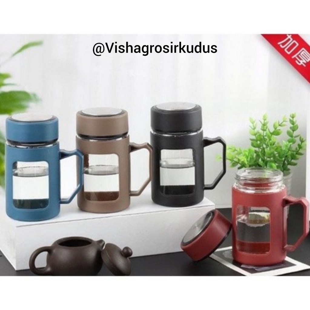 Mug Gelas Kaca Tumbler Glass Botol Minum Air Panas & Dingin Termos My Bottle