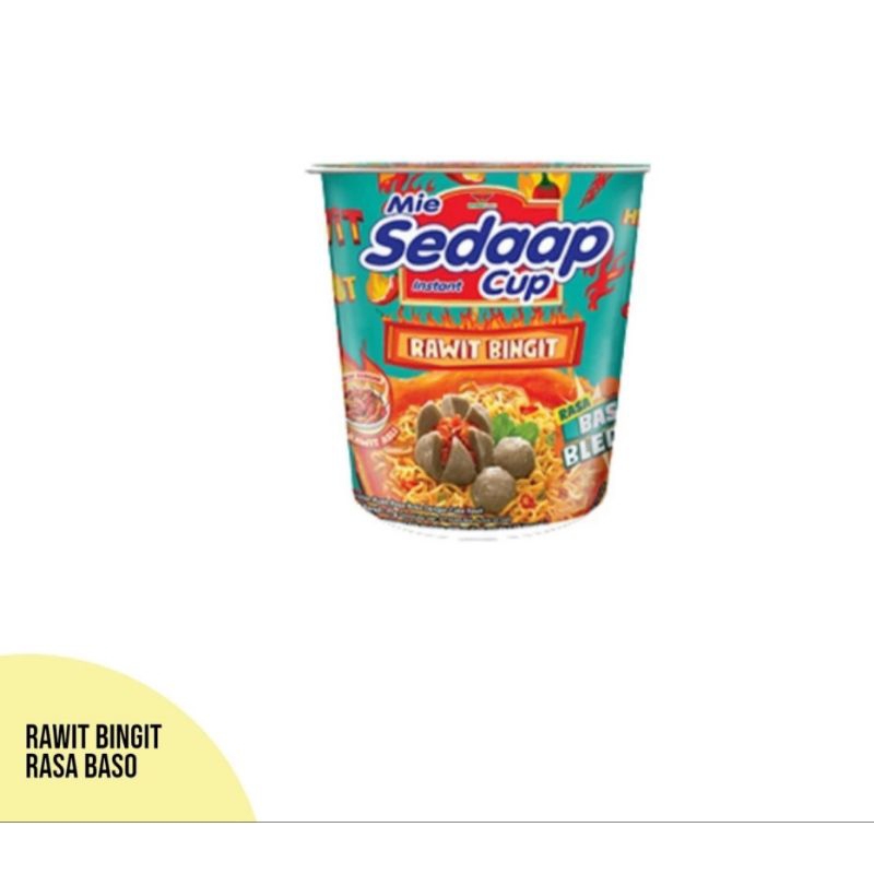 

Mie Sedaap Cup Rawit Bingit Rasa Bakso Bleduk 77gr