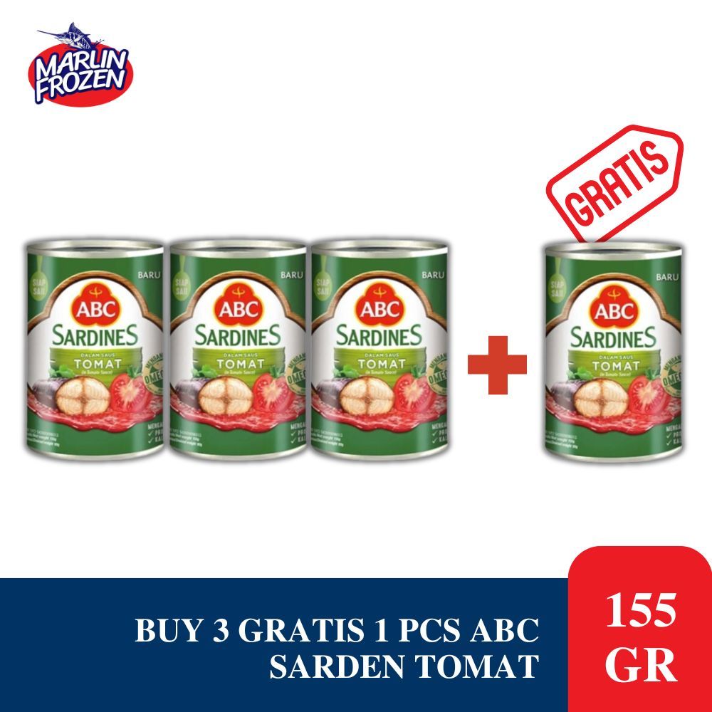 

ABC Sarden Saus Tomat 155 gr / Ikan Kaleng ABC Saus Tomat - Beli 3 gratis 1 pcs