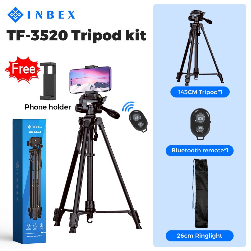 [k] INBEX TF-3520 Tripod Kamera dengan Tas /Dudukan 140cm untuk Hadycam Mirrorless Plus Holder