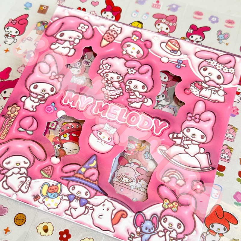 

MY MELODY 3D Alike Sticker Box NONO / MOMO 2D Dekorasi Anak Perempuan Journal Aesthetic / Jurnal Binder Stiker Box 1