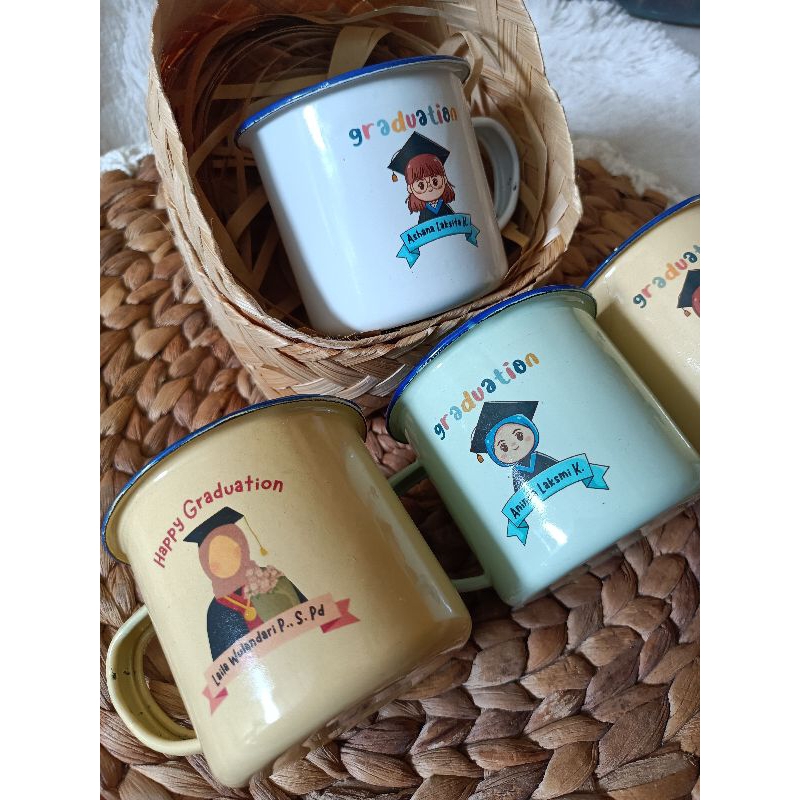 Mug Enamel custom / hadiah wisuda / gelas wisuda/ hadiah mug enamel/ kado wisuda / mug graduation/ m