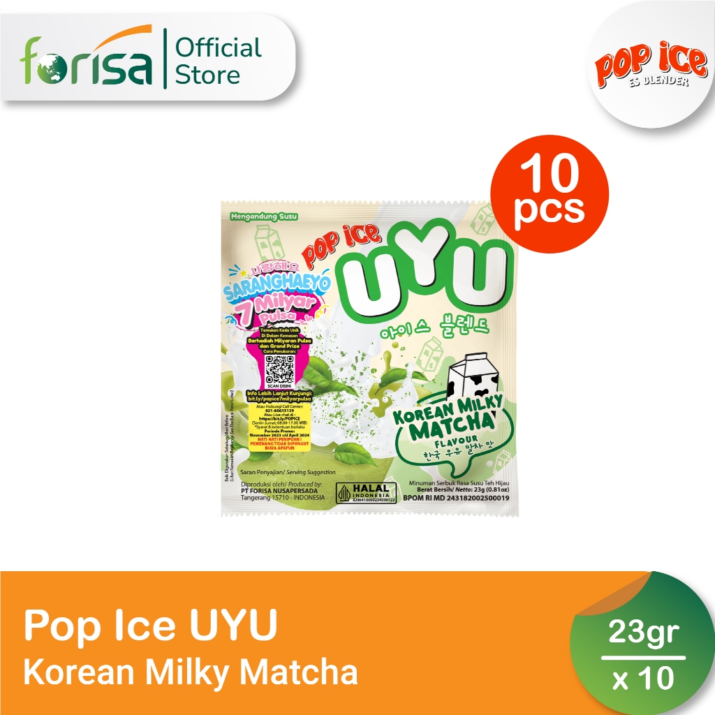 

Pop Ice Milk Shake Powder UYU Rasa Korean Milky Matcha 23 gr 10 Pcs