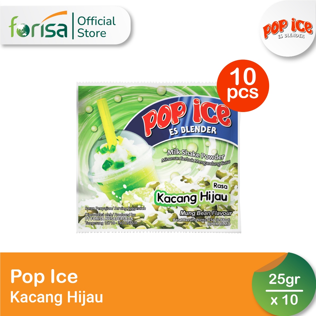 

Pop Ice Milk Shake Powder Rasa Kacang Hijau 25 gr 10 Pcs