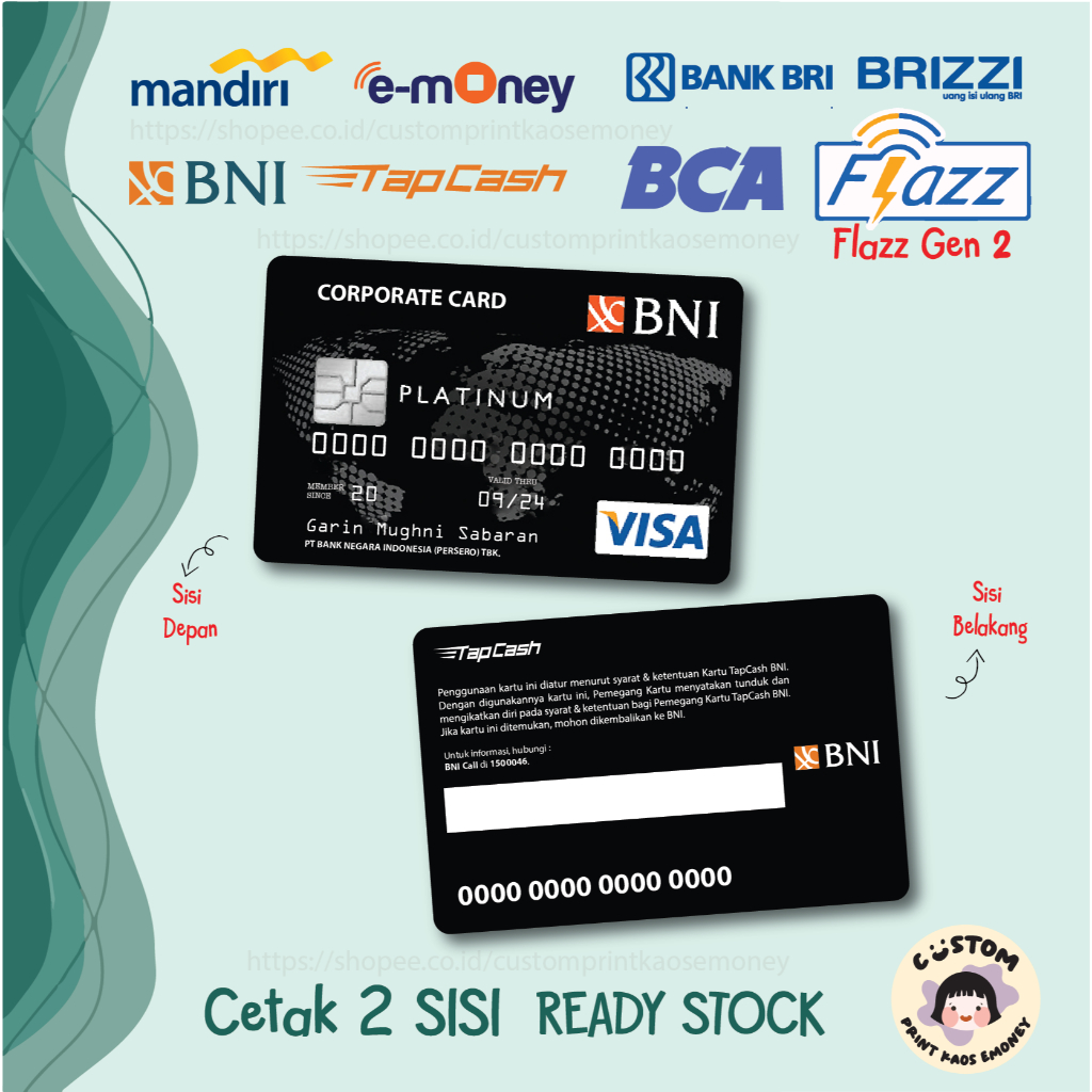 KARTU E MONEY E TOLL KREDIT CARD CORPORATE CARD BNI BLACK MANDIRI TAPCASH BRIZZI FLAZZ GEN 2 2 SISI