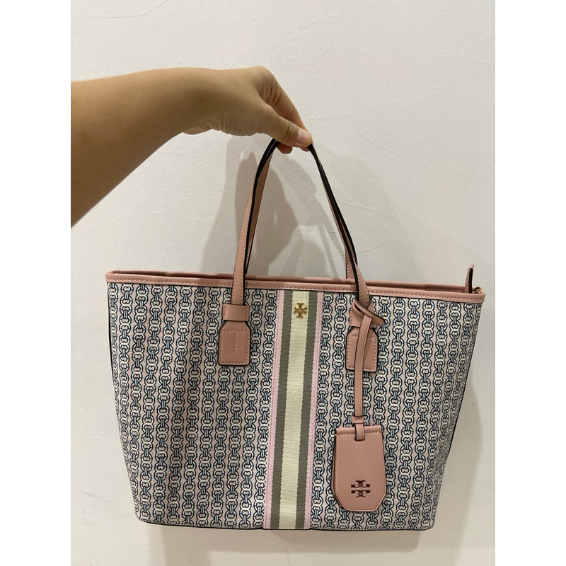 Torry Burch Gemini Canvas Tote Zipper Bag