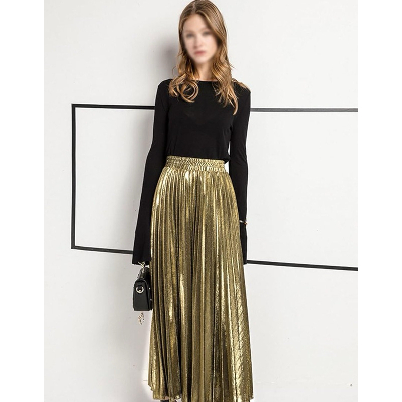 [ Premium Series ] Metallic Shiny Bling Bling Pleated Skirt ✨