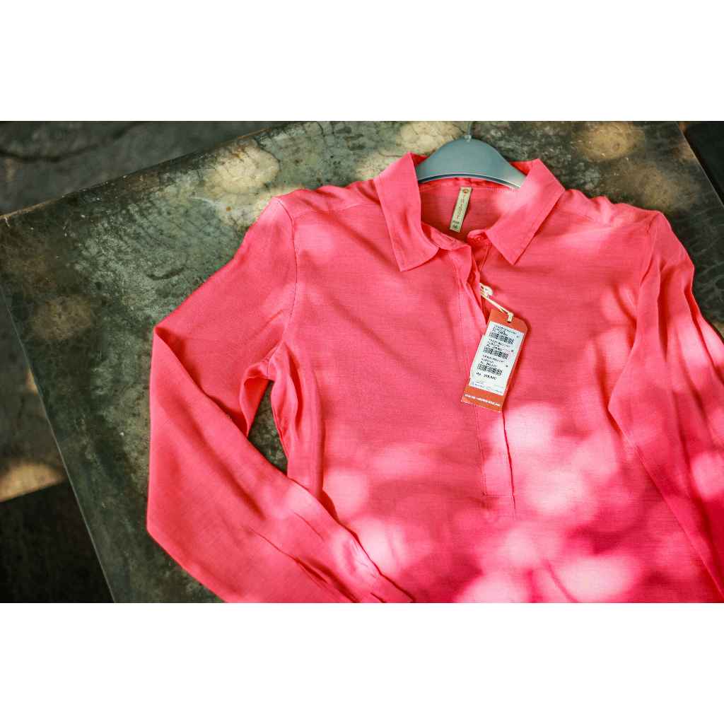 Entri Store - Triset Atasan Wanita Kemeja Lengan Panjang Merah