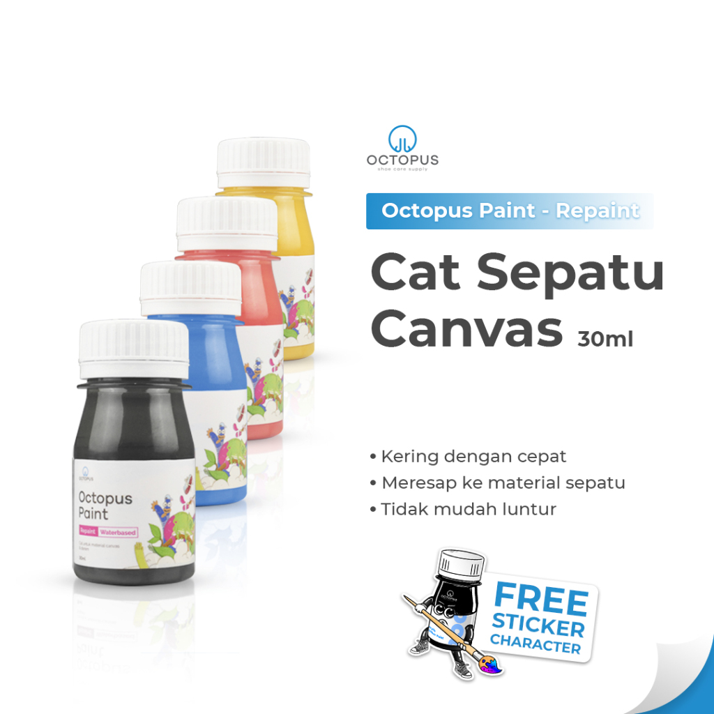 OCTOPUS Cat Sepatu kanvas Permanen waterbased | Cat Repaint Sepatu Tas Topi Jaket anti luntur
