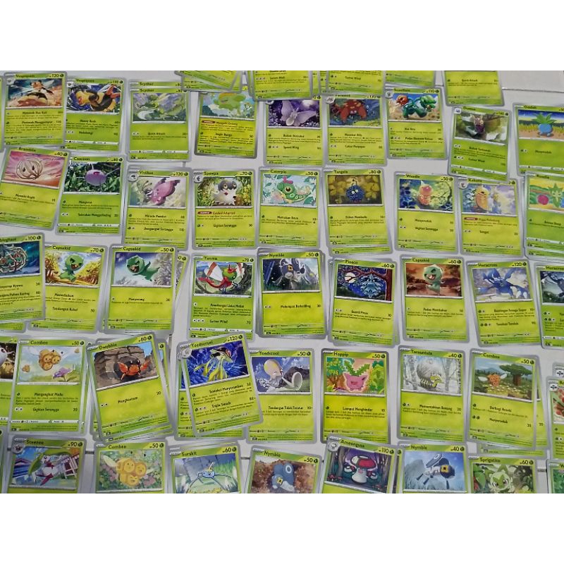kartu Pokemon ori TCG Indonesia elemen Daun satuan