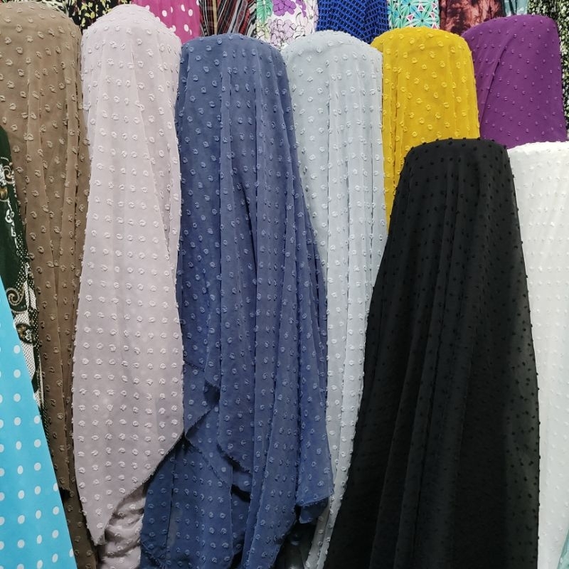 kain ceruty rubiah - bahan ceruty rubiah dot - kain ceruty timbul