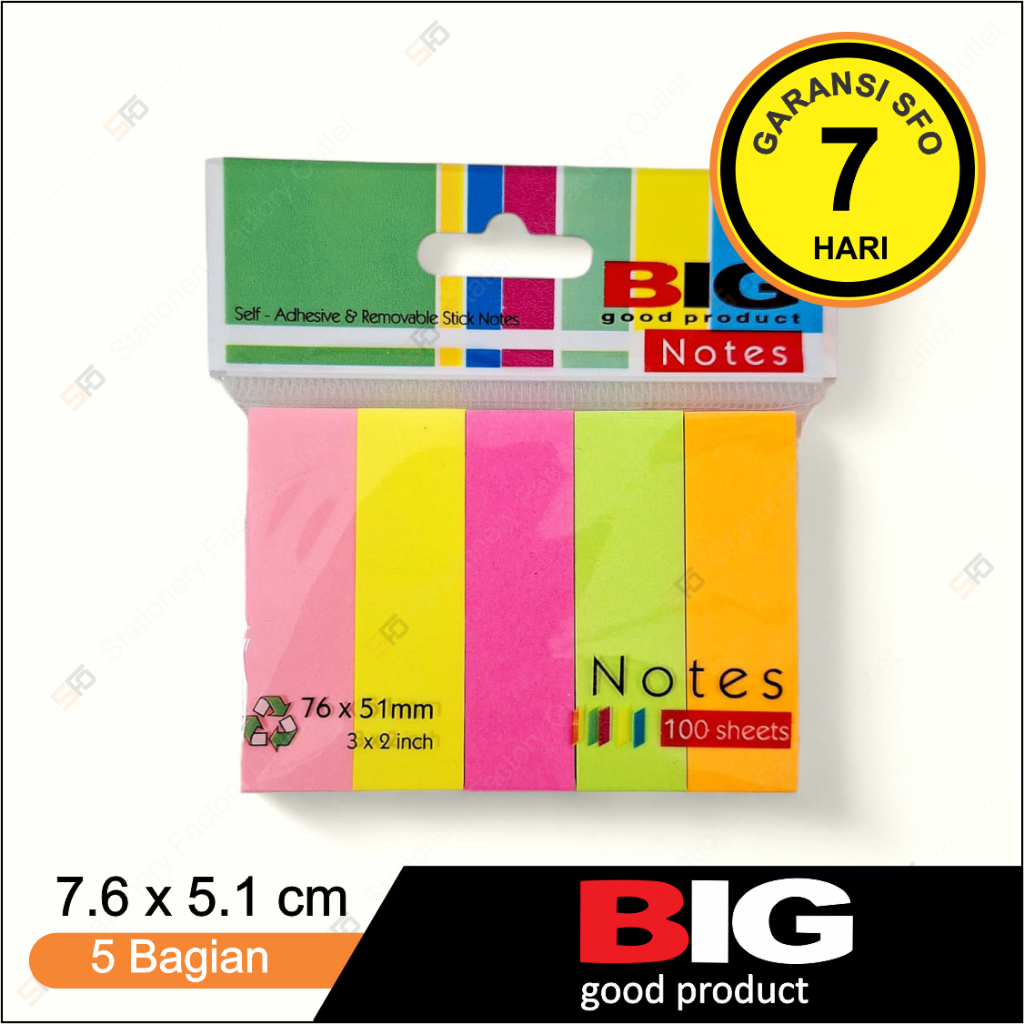 

Sticky Notes Big 76mm x 51mm - 5 baris - SFO Semarang Official