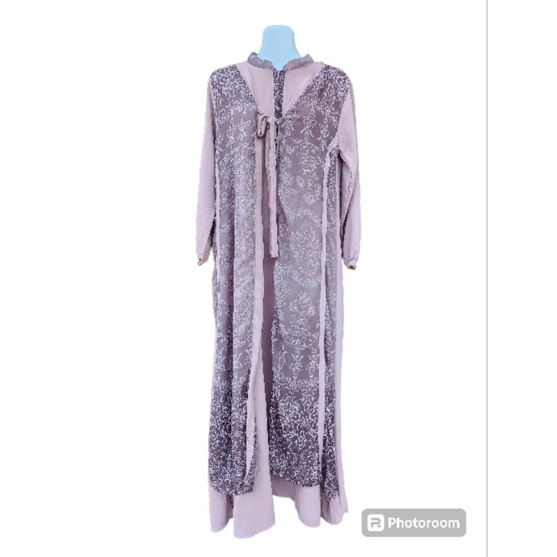 Gamis Long maxi dress batik cap premium rayon organza viskos polo linen pololinen crincle polos mix 