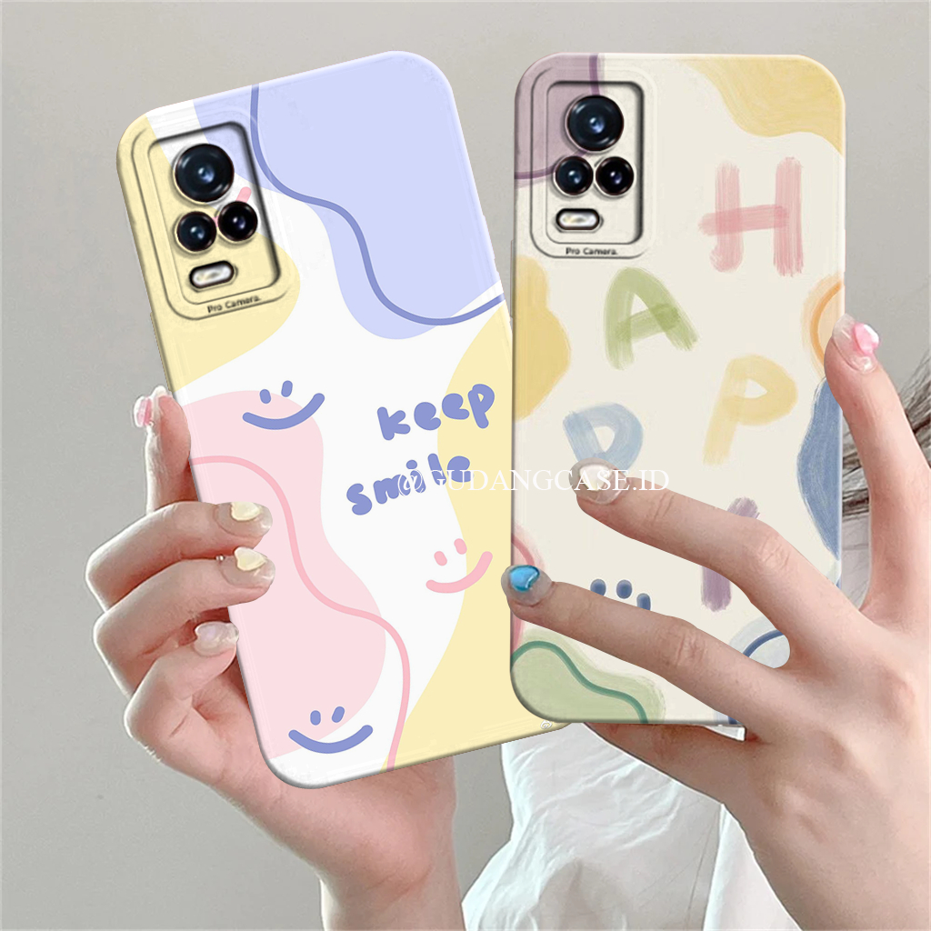 Cassing Pelindung Camera Vivo V20 V21 V21E V23 V23E V25 V25E V15 V15 Pro V20 SE Motif Happy Smile
