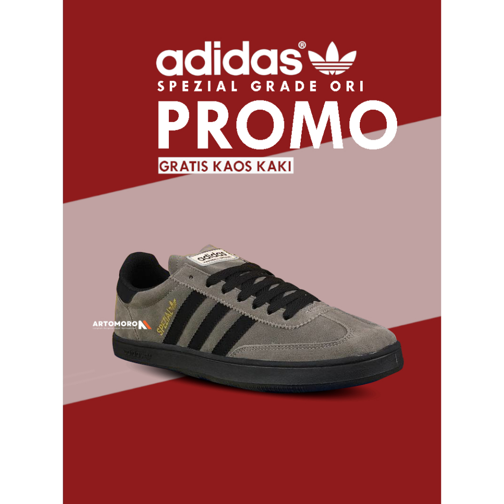 ROMO  Sepatu Pria Wanita Adidas spezial warna grey black made in indonesia
