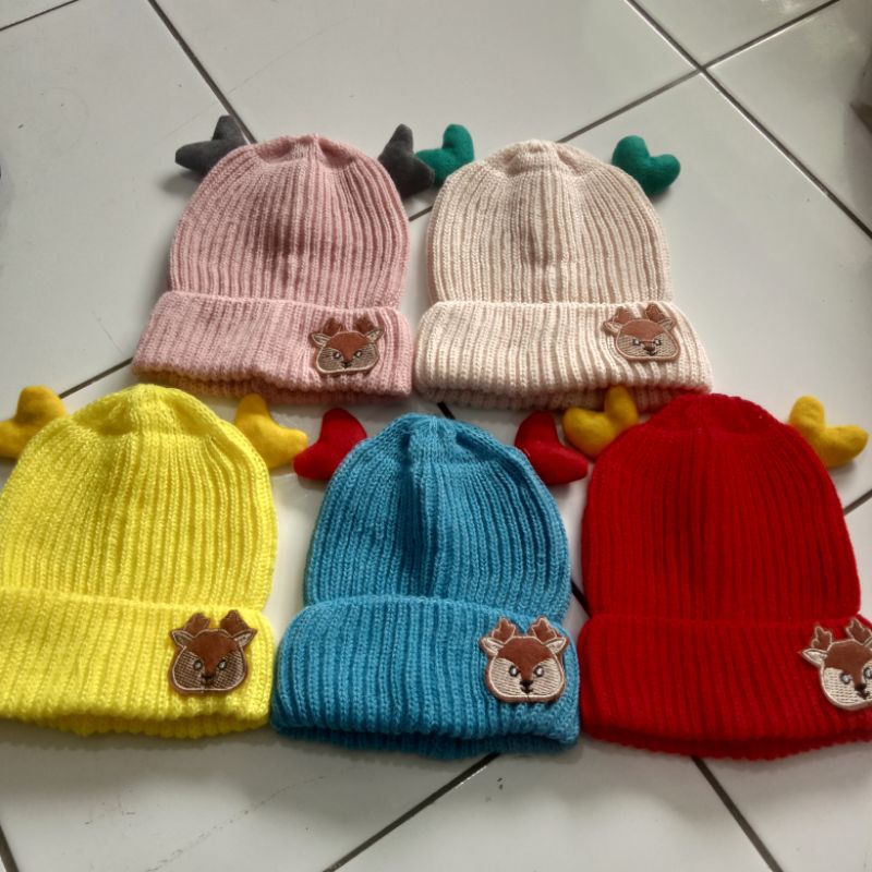 Kupluk bayi tanduk / Topi rajut bayi lucu