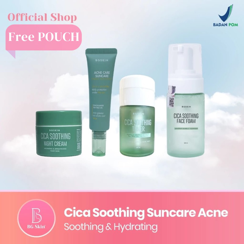 Paket ACNE SENSITIVE/ BG ACNE SENSITIV BEAUTY GLOW/BG SKINCARE GRATIS POUCH