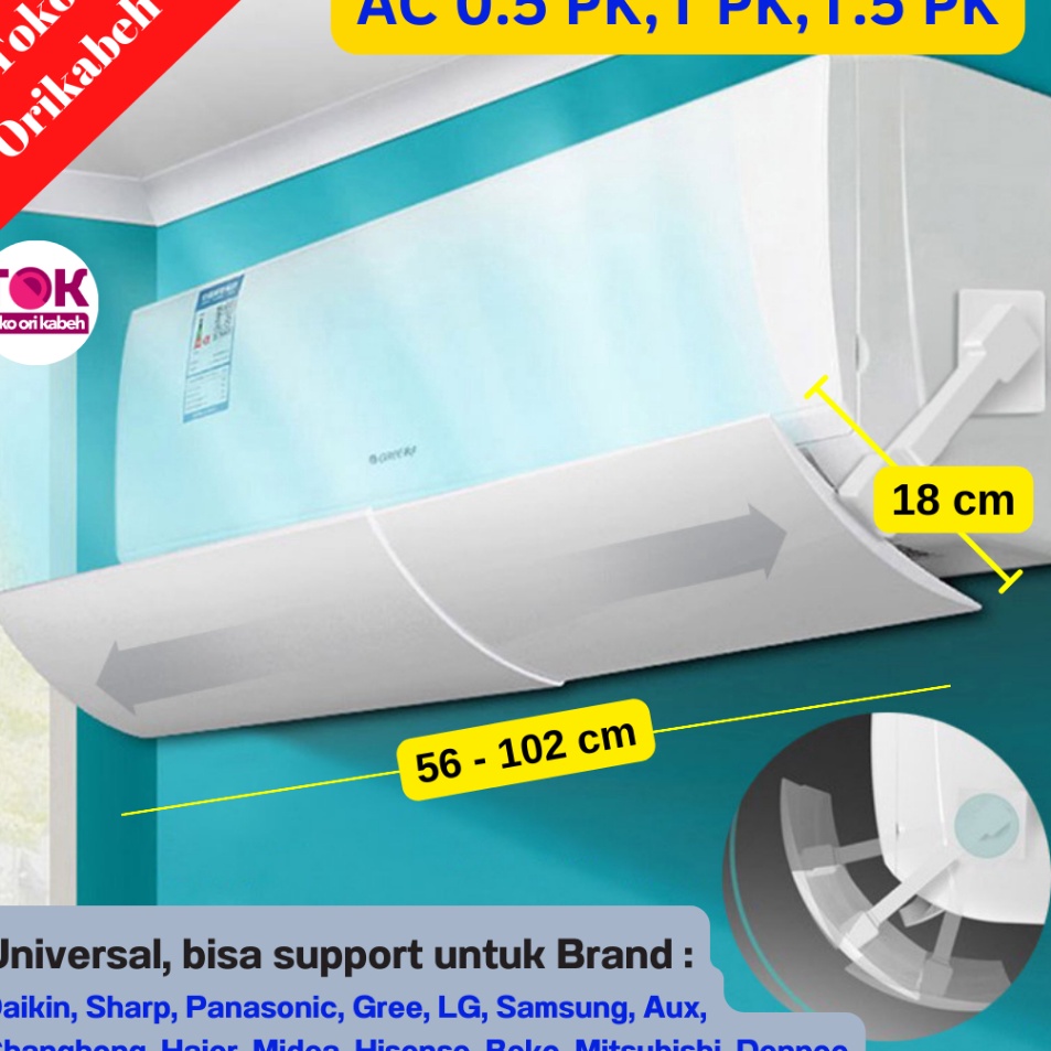 Talang AC Reflektor Cover Penahan Hembusan Angin Indoor AC Penghalang Hembusan AC Kamar Rumah Kantor