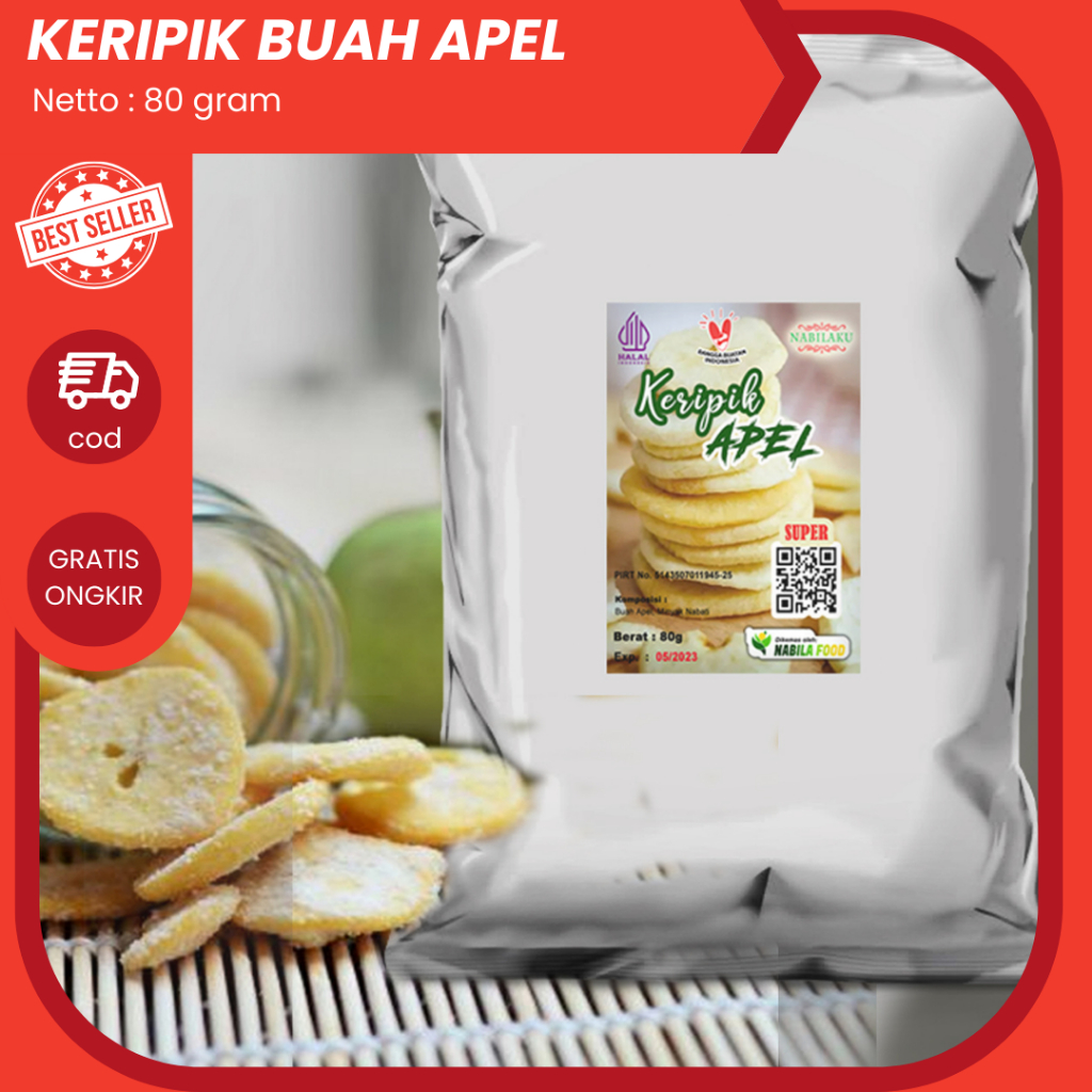 

NABILAKU Snack Keripik Kripik Buah Apel Khas Malang Asli GRADE A SUPER 80g