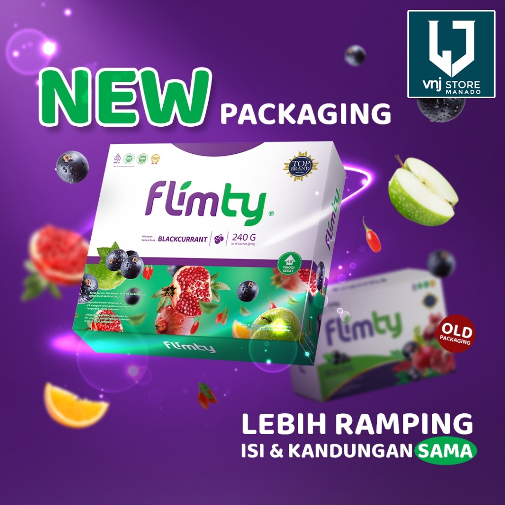 MANADO FREE ONGKIR - Flimty Fiber - 1 Box (isi 16 sachet) Antioksidan Exp. 2026