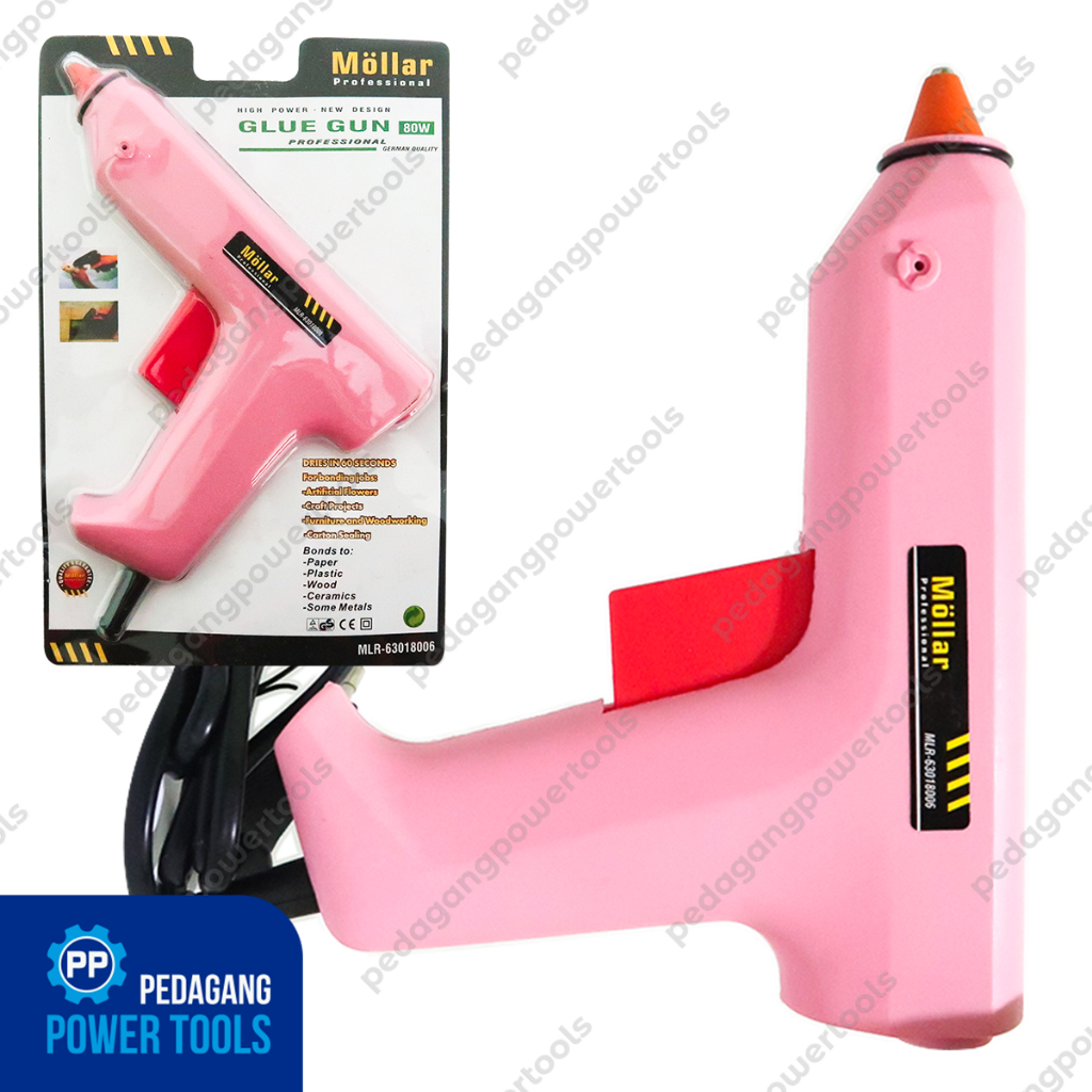MOLLAR ALAT LEM TEMBAK BESAR 80 WATT HOT GLUE GUN LEM BAKAR - PINK
