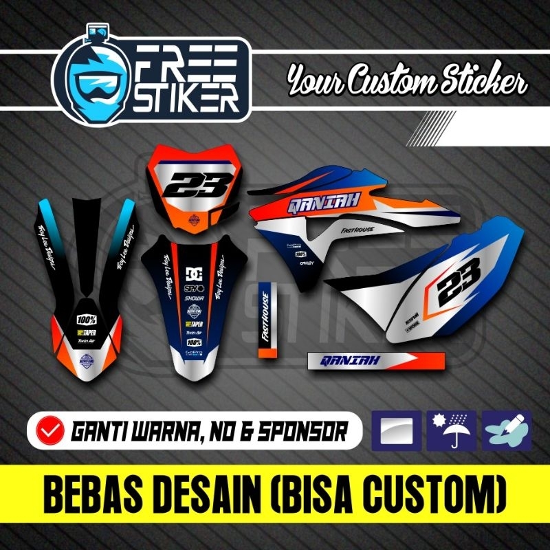 DECAL STICKER STIKER KLX 150 GORDON ORANGE SILVER
