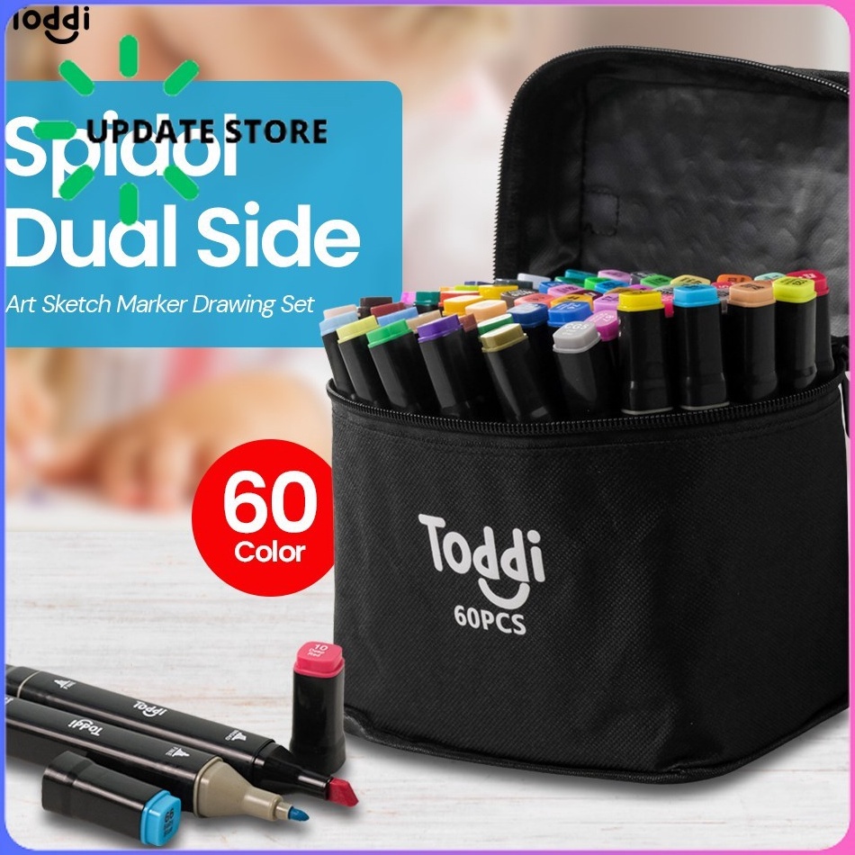 

KODE O74D 6 Color Spidol Stabilo Dual Side Fine Art Brush Pen Art Marker Set Black