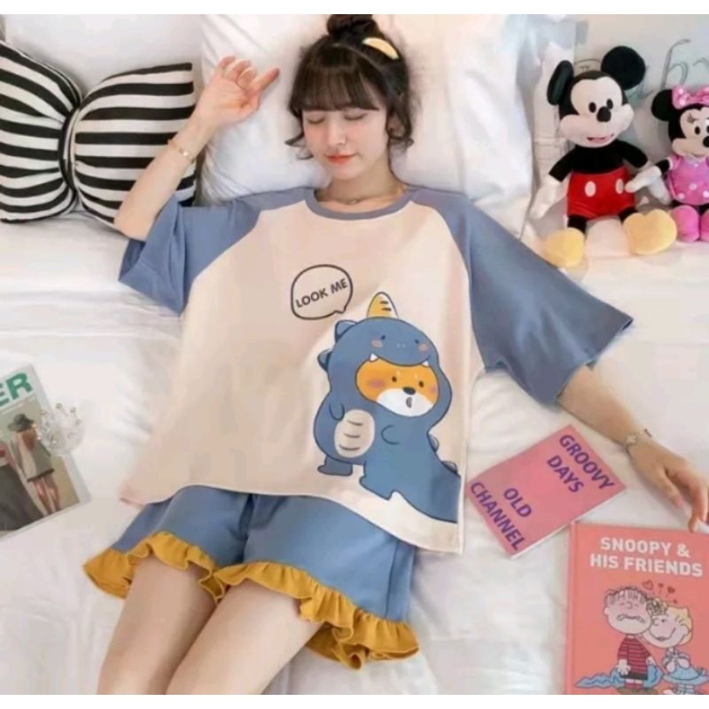 BAJU.TIDUR.WANITA.PIYAMA.KOREA.LENGAN PENDEK.BAJU.PENDEK