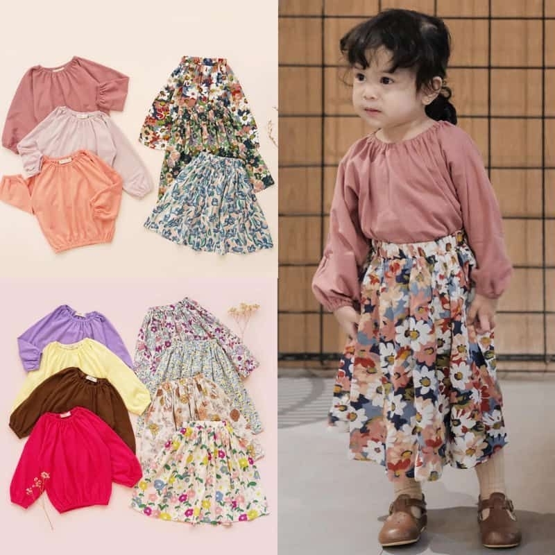 AMEERA SET| SETELAN ROK ANAK PEREMPUAN|ONE SET ANAK PEREMPUAN| SET ROK ANAK 1-7 TAHUN