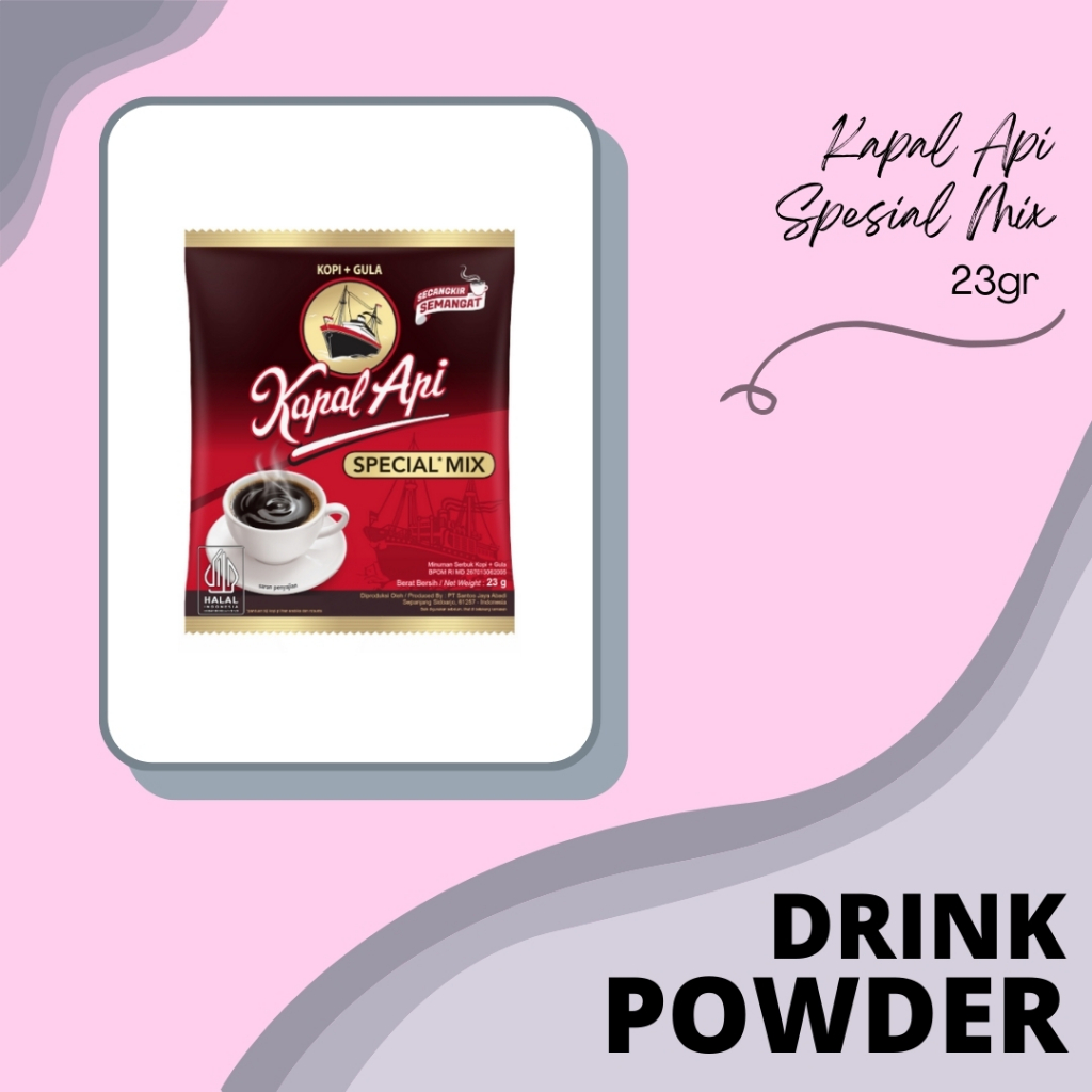 

DRINK POWDER | BUBUK MINUMAN | SERBUK MINUMAN | KOPI BUBUK | KAPAL API SPESIAL MIX 23GR