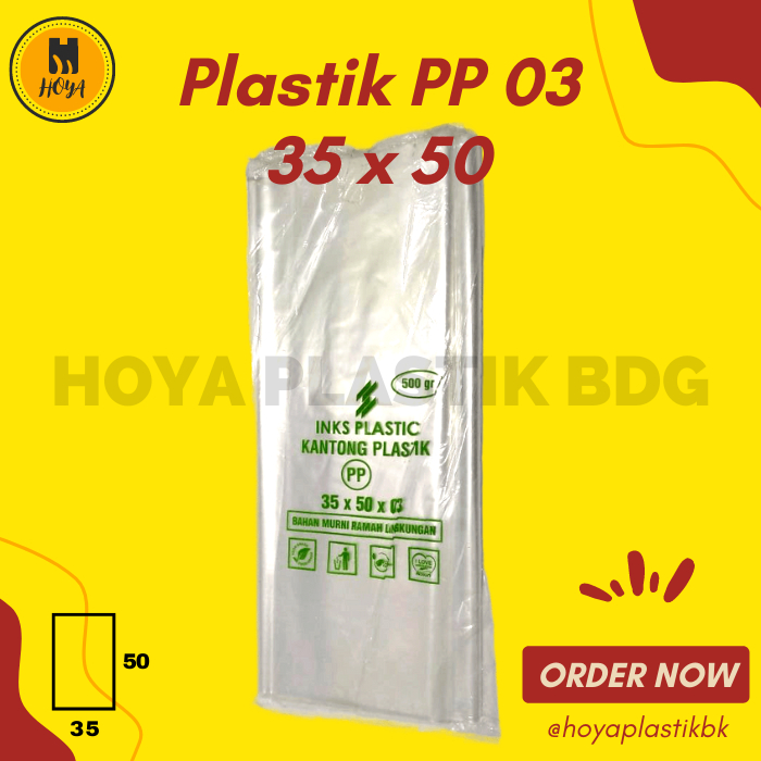 

PLASTIK PP CAHAYA 35X50X03 BENING / PLASTIK MAKANAN 35X50X03 BENING