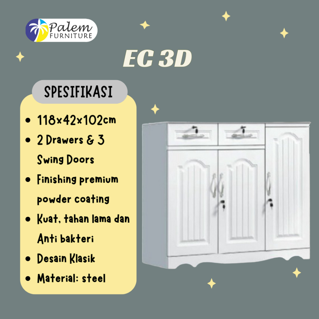 Lemari besi pendek | Buffet Pendek besi | kitchen set bawah besi | lemari besi pendek serbaguna Full