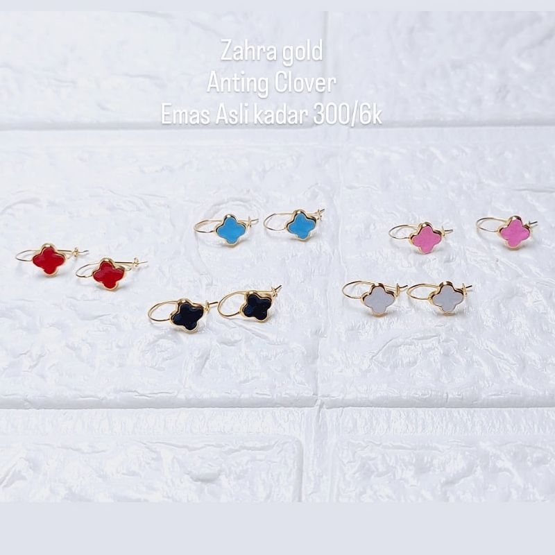 Anting Anak dan Dewasa EMAS Asli Kadar 300 Model Clover (Terima Jual Kembali)