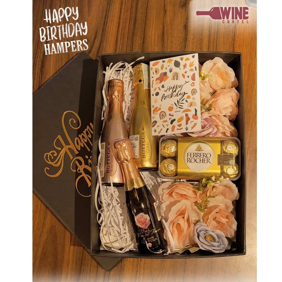 

SPECIAL BIRTHDAY HAMPERS SPARKLING WINE MINI BOTTEGA PROSECCO GOLD/Rose Gold/Moscato Dolce