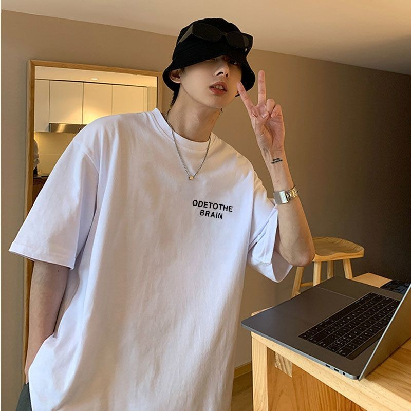 100% cotton cartoon printing T-shirt unisex loose pakaian pria baju kata kata kaos t shirt Baju