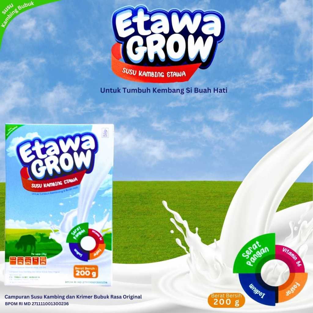 

Susu Kambing Etawa Grow Krimer Nabati 200gr Susu Sehat Tumbuh Kembang Anak Asli Original