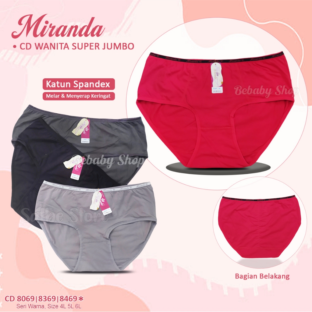 1pc Celana Dalam Miranda SUPER JUMBO CD Wanita 8069 8369 8469 Katun Spandex 4L 5L 6L