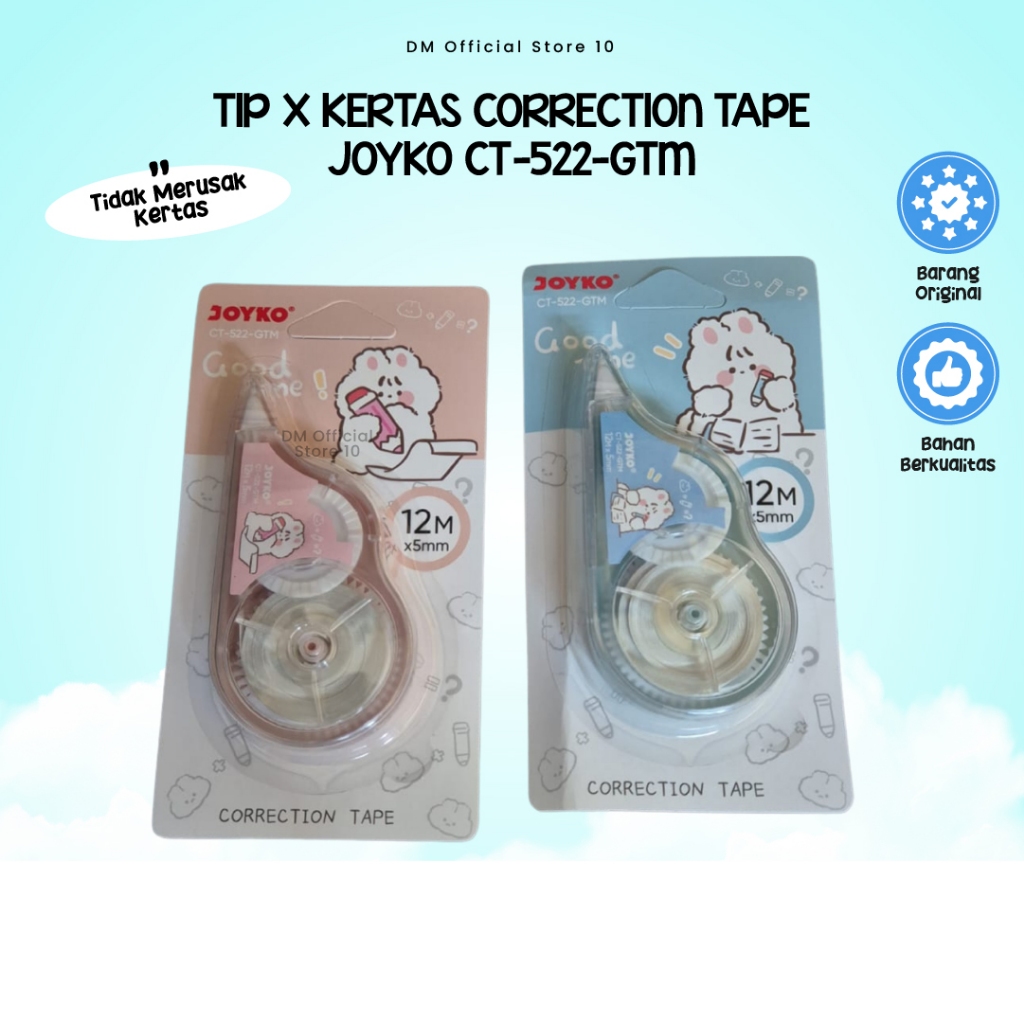 

Joyko Correction Tape CT-522-GTM Tipex Kertas Roll Pita Pastel Color 12 meter x 5 mm (Paper Friendly) Original