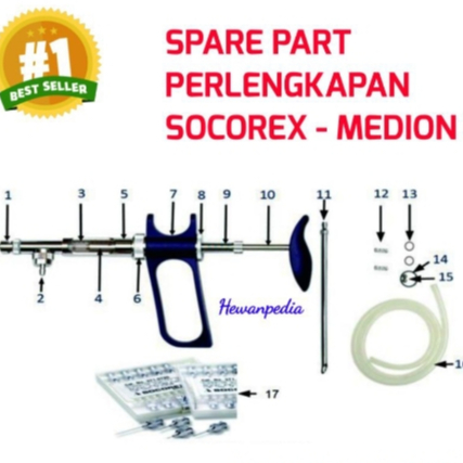 SPARE PART SOCOREX MEDION SWISS - Selang Socorex Jarum Socorex Spring Socorex Tabung kaca Socorex Lo