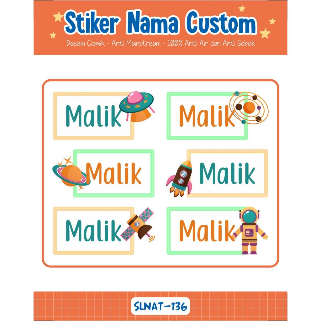 

Infinity Label Stiker Nama Anak Tas Sepatu Buku Sekolah Baju Botol SLNAT-136 Desain Anti Mainstream 2x4cm Waterproof 42pcs