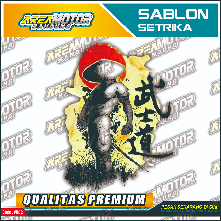 

Print sablon DTF/cetak sablon DTF/sablon setrika siap press 1 sisi Tema SAMURAI v13 Uk A4 / A3