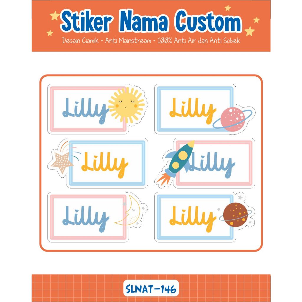 

Stiker Label Nama Anak Sekolah Buku Tulis Pensil Termos Stainless Botol Minum SLNAT 146