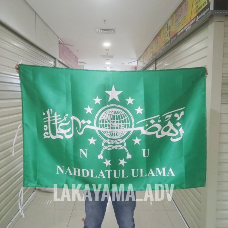 bendera NU bahan satin proses printing