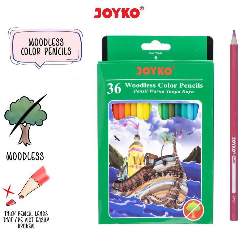 

KODE C84N Pensil Warna Joyko 36 warna panjang Cp122 1 set