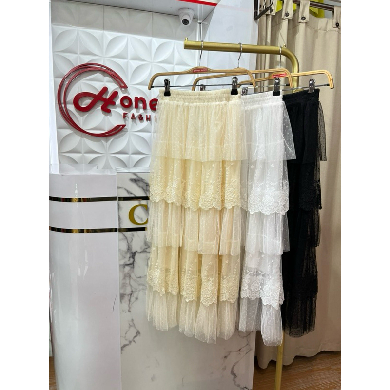 Rok Tulle Bordir Bunga, Polkadot