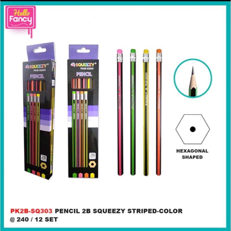

(12pcs) Pensil 2B murah/pensil 2B Squeezy/pensil 2B body warna warni