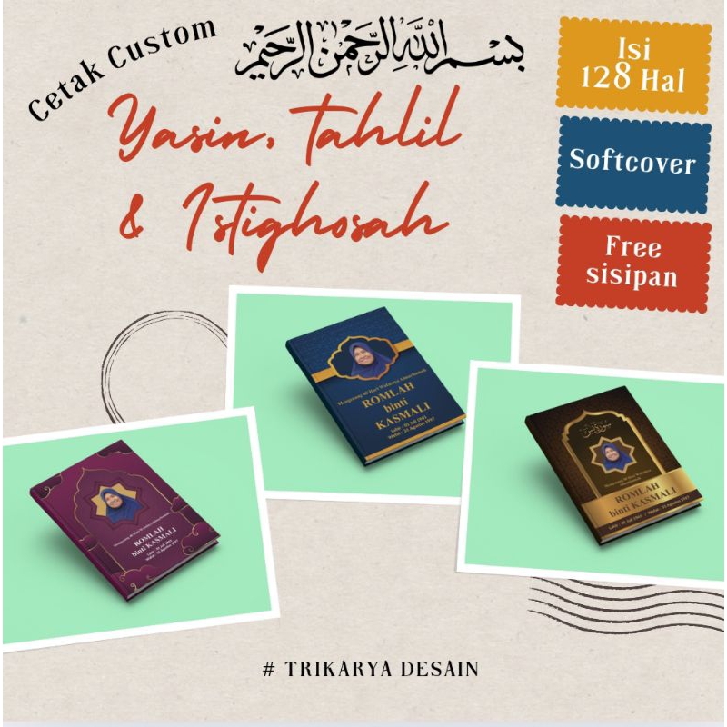 cetak Buku Yasin,tahlil & istighotsah Custom mengenang 7,40,100 harinya